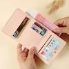 Sweet Pink Color Women Wallet Floral Bow PU Leather Photocard Bag Multi Card Coin Purse Travel