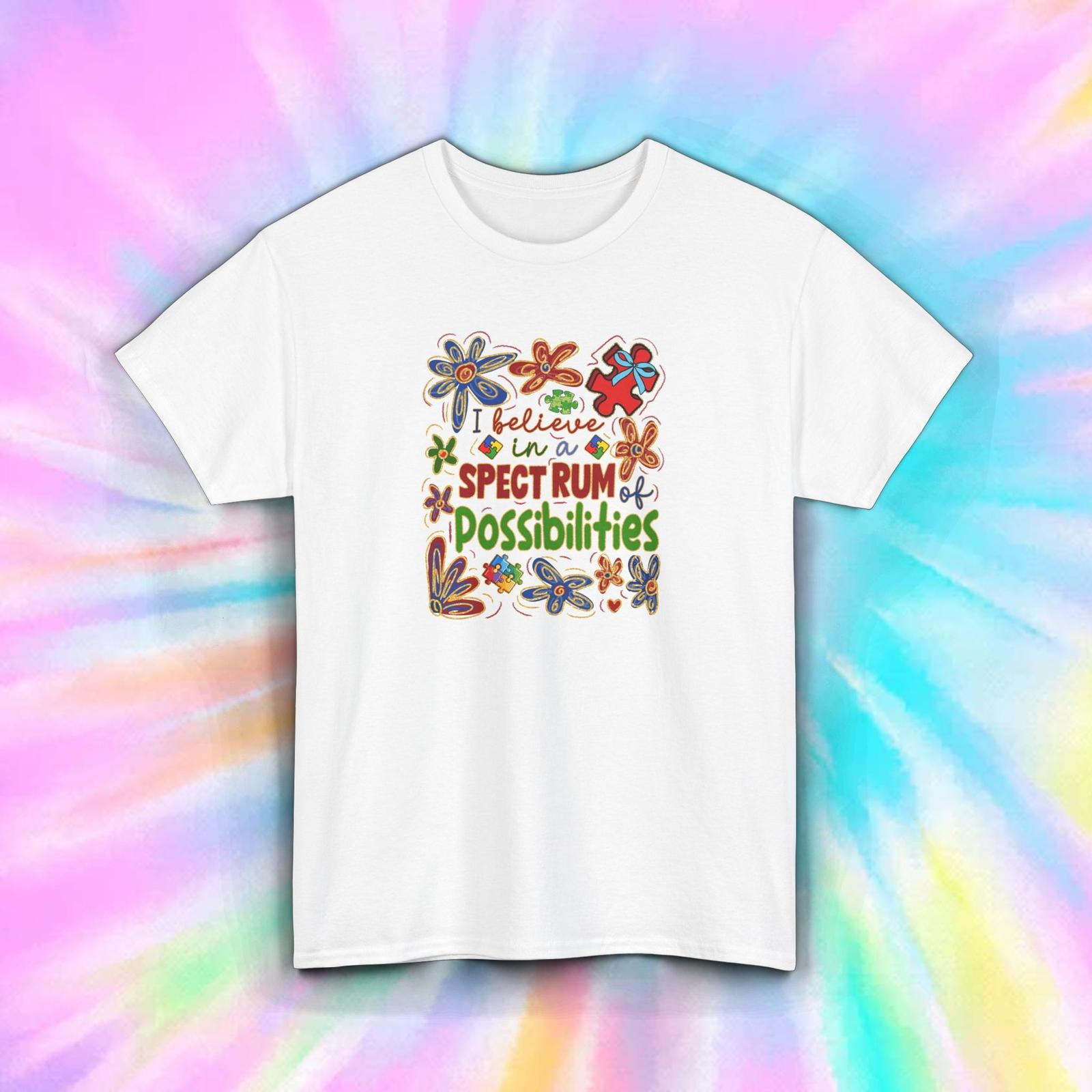 Autism Awareness T-Shirt Mens Womens Tees Top Spectrum of Possibilities Colorful Tee S-5XL S