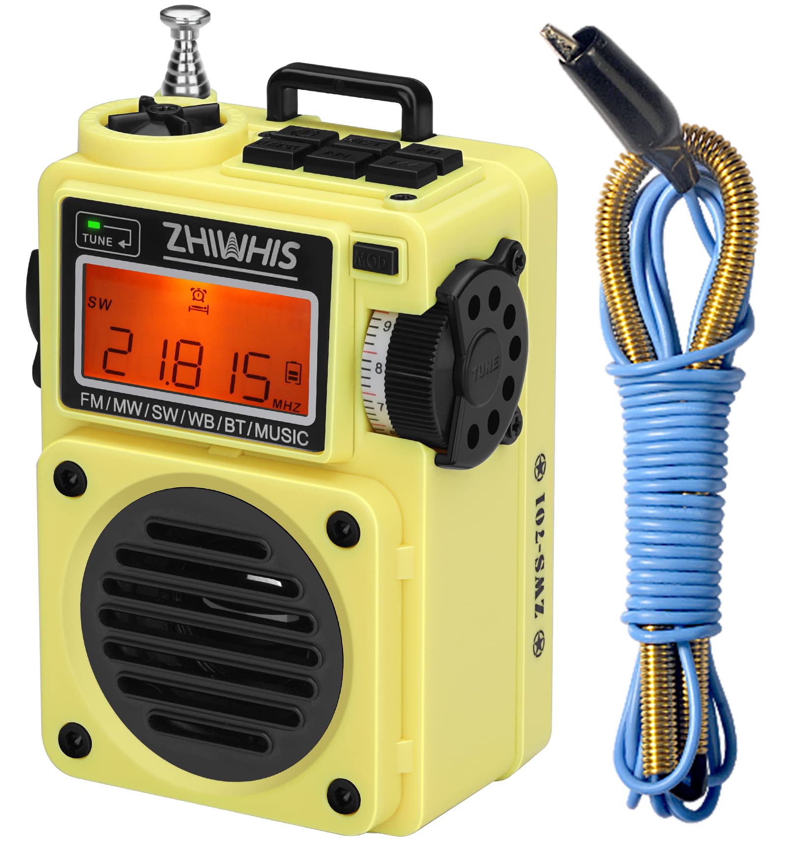 

ZHIWHIS Bluetooth Shortwave MicroSD Card DSP High Technical Approval Retro 10 Hours of Continuous BCL Radio for Outdoors and Speaker, Ultra-Compact