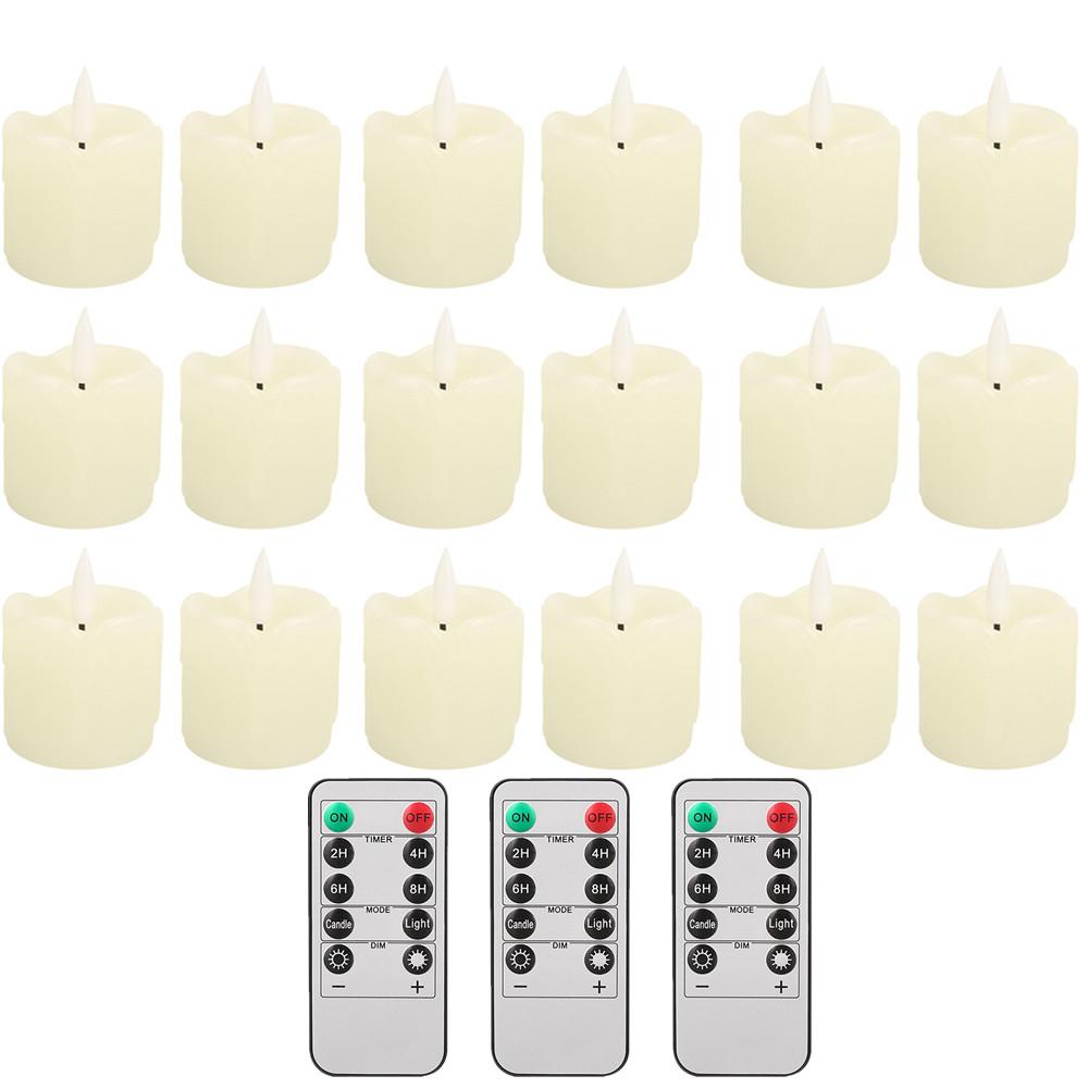 12/24 buc Lumânări Votive Fără Flacără cu Temporizator Telecomandă Ceară Reală Fitil Realist Lumânare cu Baterii pentru Decor Nuntă Petrecere