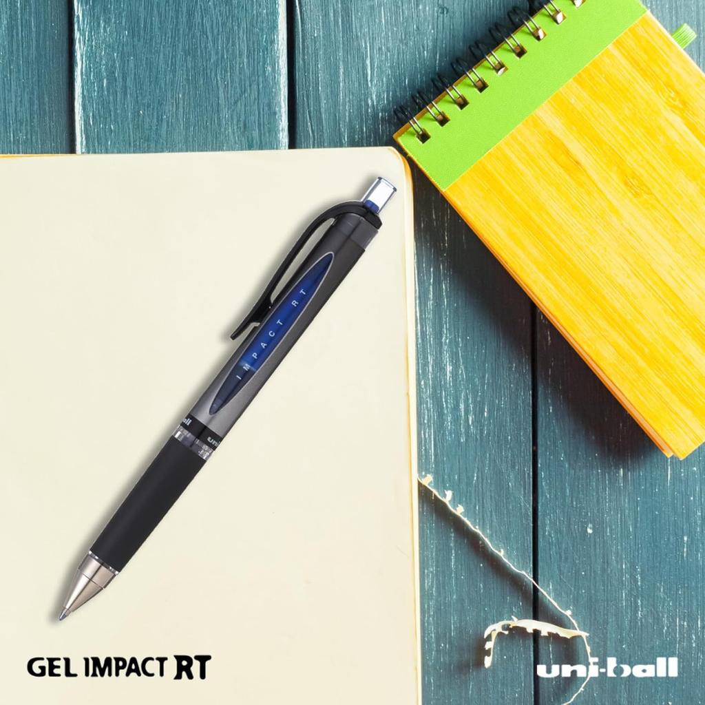 Uni-ball UMN-152S Gel Impact RT Retractable Rollerball Pen, 1.0mm Tip, Smooth Writing, Pack of 3, Blue Ink for School & Office