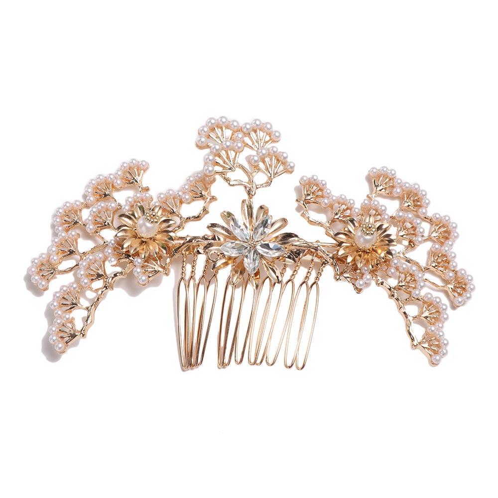 Women Bridal Hanfu Chinese Bride Accessories Pearl Antique Hair Stick Headdress Hairpin Hair Comb