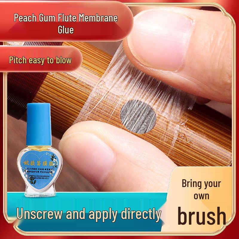 

Peach Gum Bamboo Flute Membrane Glue with Brush: Easy Application, Accurate Pitch, Good Adhesion