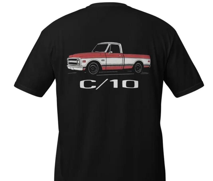 1970 Red and White Chevy C10 Pickup Truck T-Shirt L