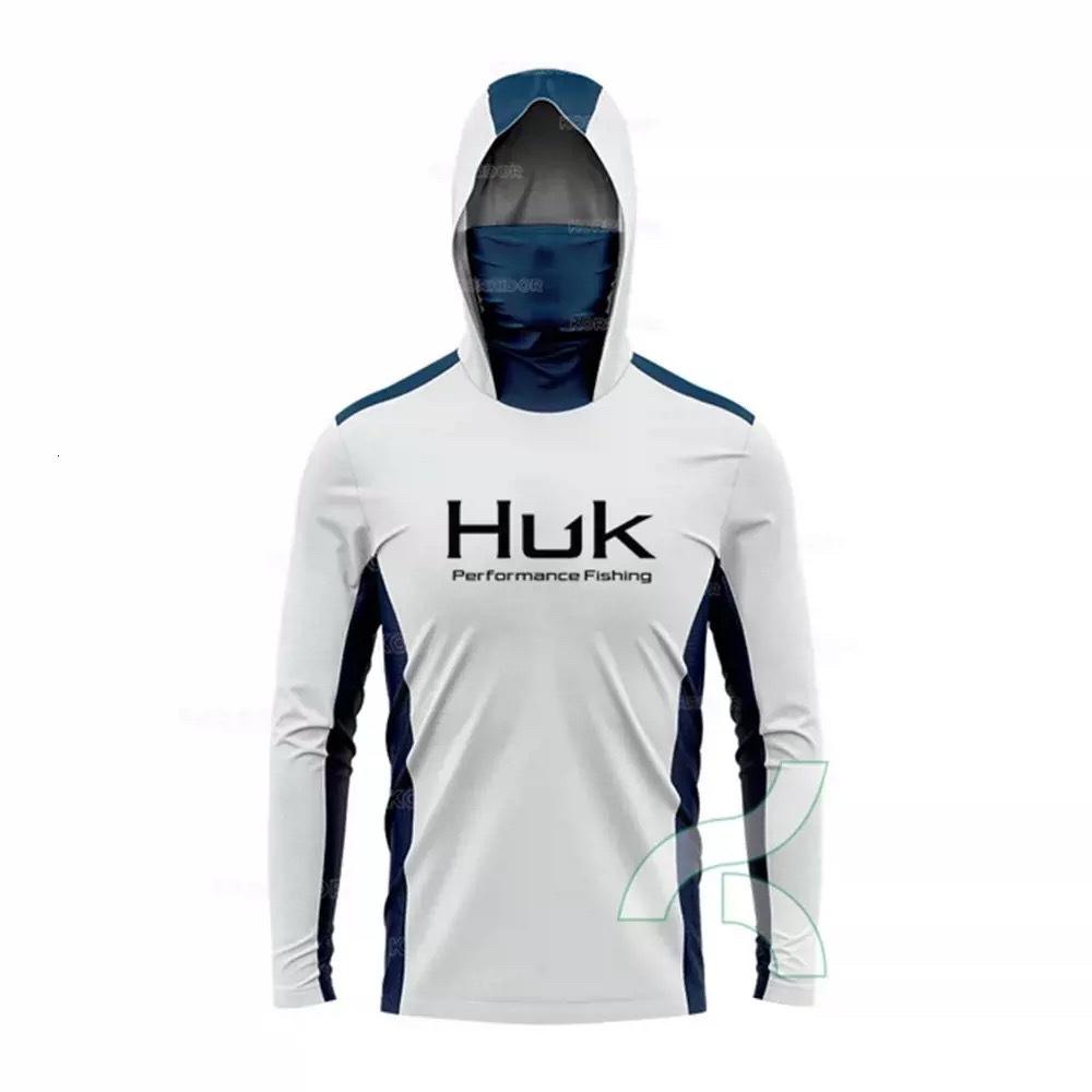 Costum de pescuit HUK pentru bărbați, transfrontalier, cu uscare rapidă, mască de praf și protecție UV, costum de pescuit ușor cu glugă, mătase de gheață