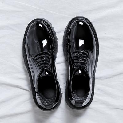 Men Black High Sole Platform Casual Leather Shoes Man Japan Harajuku Korean Streetwear Business Wedding Leather Shoes