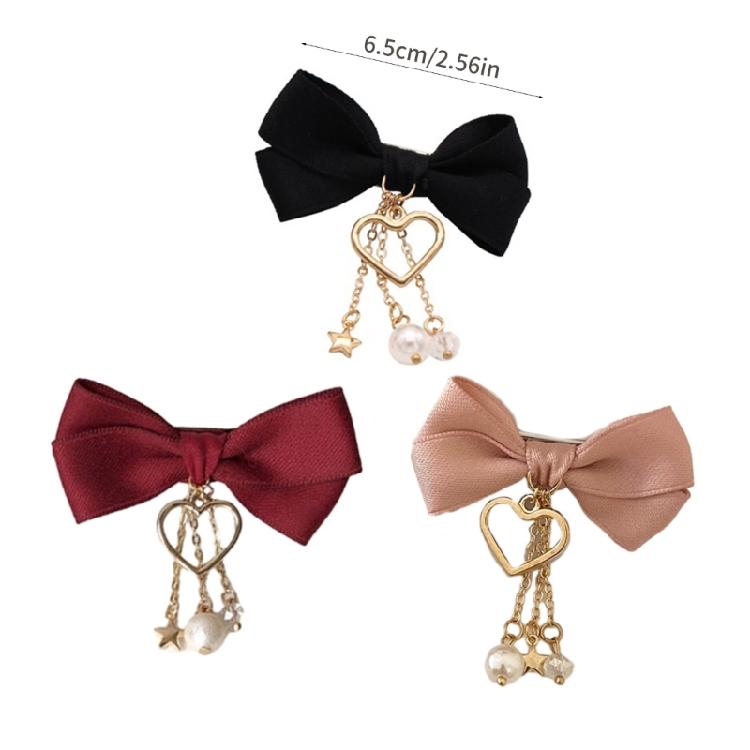 Bow Pearls Hair Clip Y2K Style Hairpin Sweet Balletcore Bunches Hair Clips