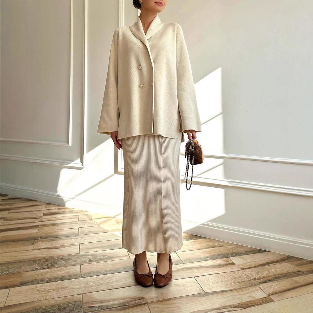 2025 Autumn European & American Women's Warm Loose Knit Wool Dress - Little Fragrant Style