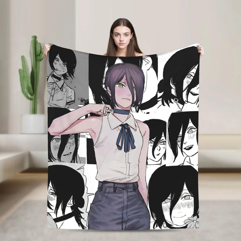 ChainsawsMan Reze Fleece Blanket Soft Warm Anime Movie Throw Blanket for Home Living Room Dorm Gift