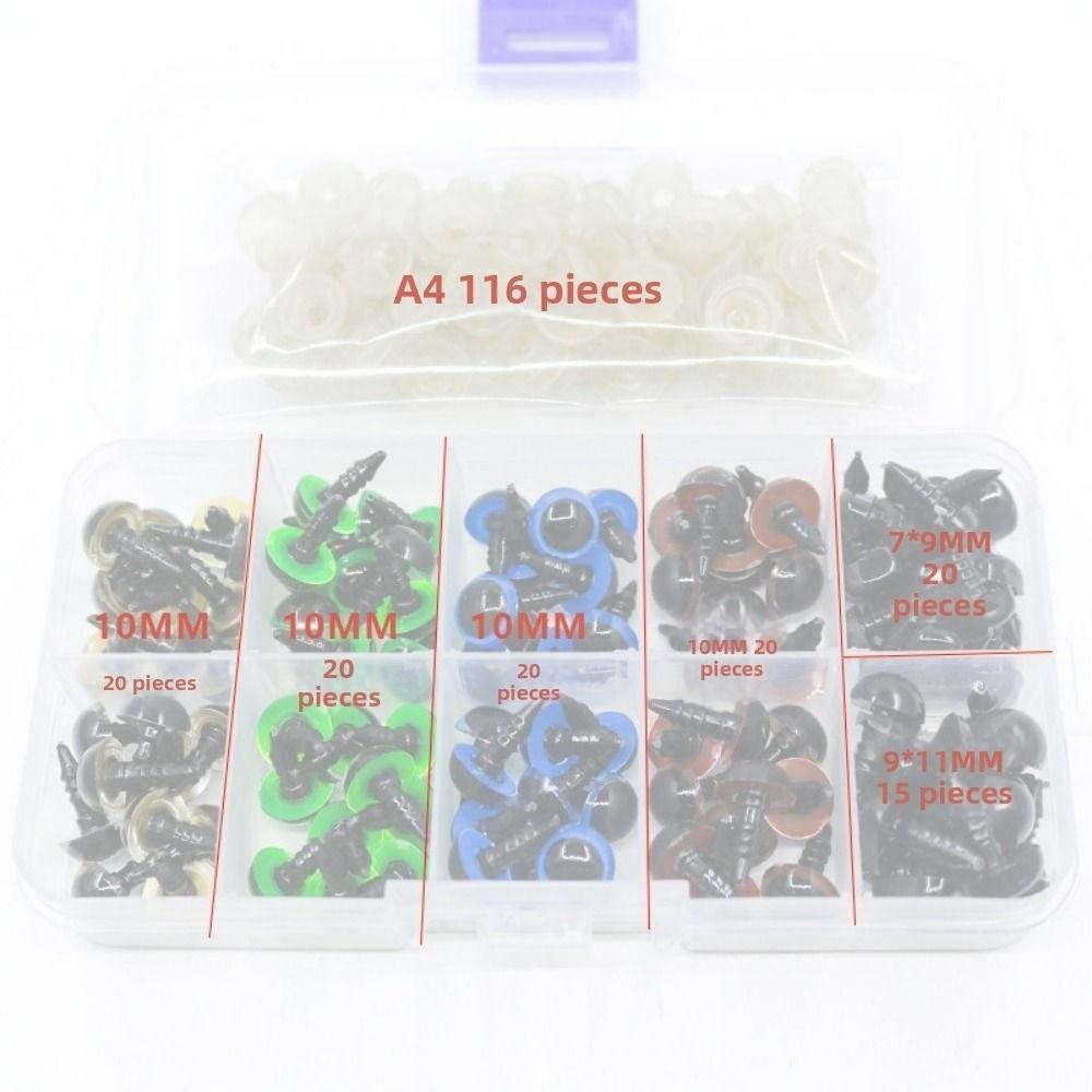 115pcs/box Round Shape Plastic Safety Screw Eyes 3 Sizes Doll Bear Toys For Toys