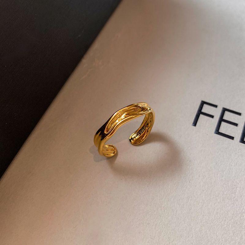 

Irregular Liquid Metal Rings for Women, Light Luxury, High-End Feel, Gold and Silver Color, Middle Finger and Index Finger Rings, Niche Design Option A: Gold Finish Adjustable Opening