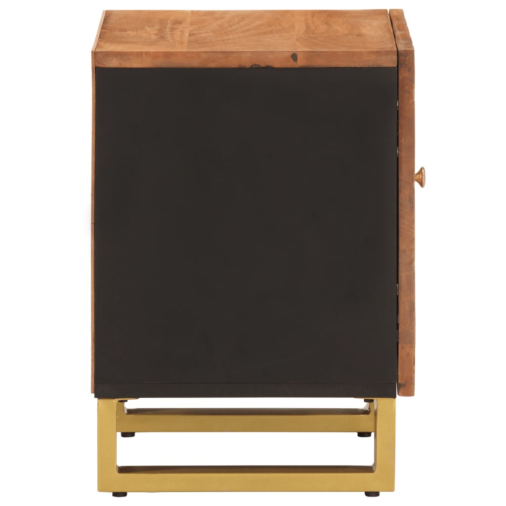 Nightstand in Brown and Black Solid Mango Wood