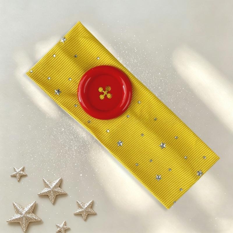 Ins Style Rhinestone Hairband with Star and Large Button Retro Fashion Sparkling Headband