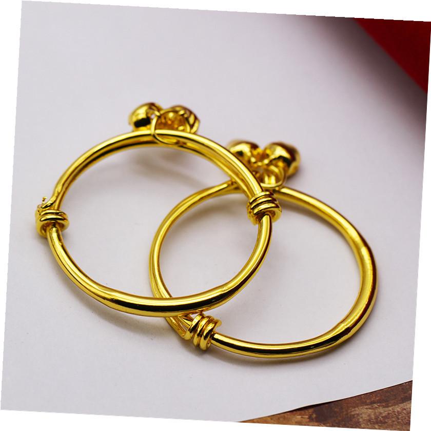 2PCS Baby Bell Adjustable Bracelet Bracelet Plated Silver Plated Gold Kid Baby Boy Girls Bracelet Jewelry Birthday Gift