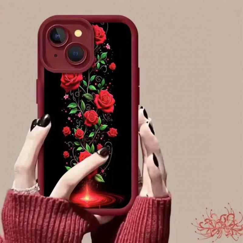 Elegant Red Rose Phone Case for Apple 16/15/14 Pro/15 Pro Max/13/12 Models