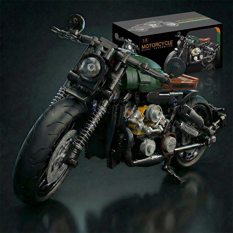 1:8 Retro Cruiser Motorcycle MOC Building Blocks Set Classic Motorbike MOC Model Technical Vehicles Kit Collectible Gifts Adult