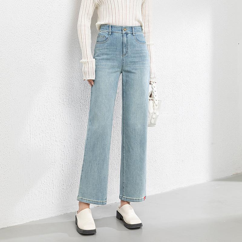 Women s 2026 Spring Korean Style High Waist Cropped Loose Straight Leg Slimming Jeans 31 светло-синий