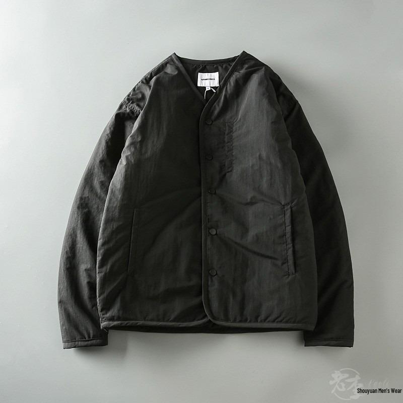 Men's Retro Military-Style V-Neck Cotton Padded Jacket - Autumn/Winter Outdoor Workwear Trend