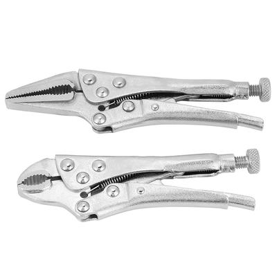 2Pcs Ground Mouth Straight Jaw Lock Vise Grip Clamp Locking Pliers Set Hand Tools