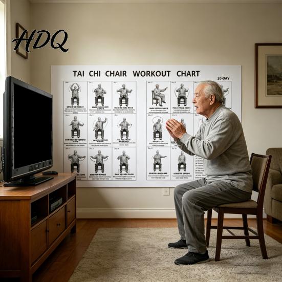 Esercizi di Equilibrio Tai Chi per Anziani Allenamento su Sedia Grafico per Piano di Esercizio Strutturato di 30 Giorni con Flessibilità da Seduti per Anziani e Mobilità Camminata