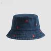 1 pezzo Cappello a secchiello estivo con ricamo di ciliegie lavato per donna, cappello da pescatore per esterni, cappellini protettivi solari carini per viaggi, spiaggia