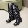 New Women's Shoes: Pointed-toe Boots, Retro and Versatile Belt-buckle Knight Boots