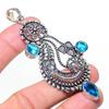 Natural Blue Topaz Gemastone 925 Sterling Silver Jewelry Pendant 3.35" AP-14670