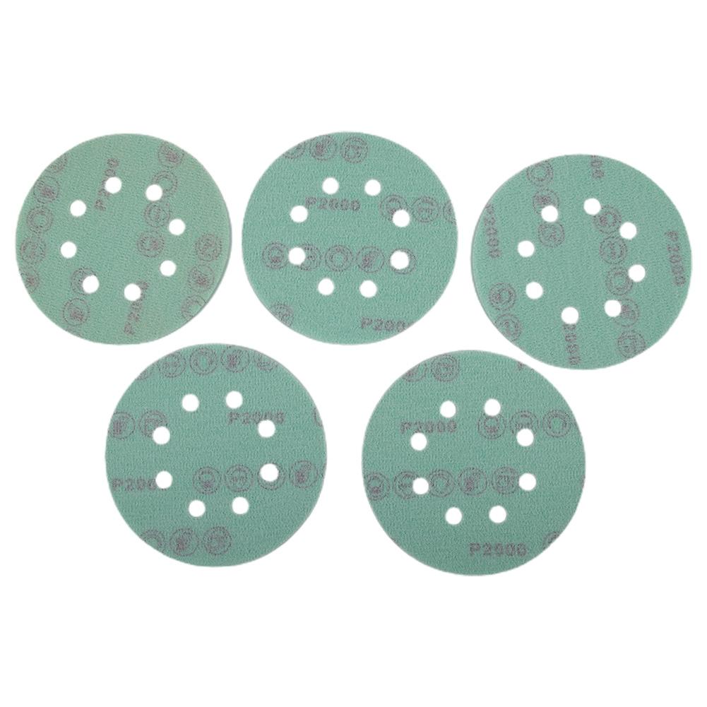 5Inch 8Hole Sanding Discs& Wet Dry PET Film Green Sandpaper Polishing