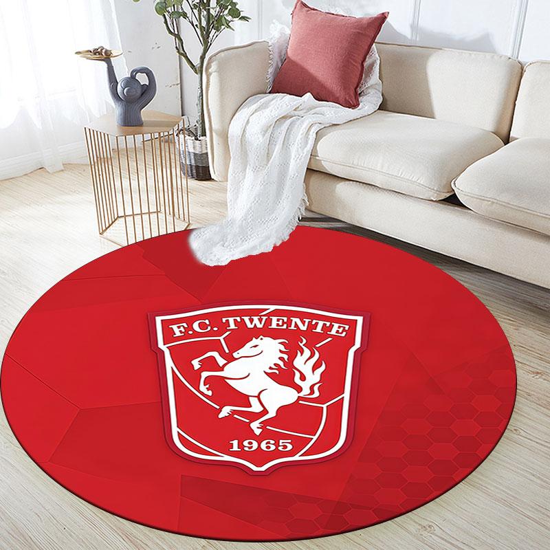 FC Twente,Tappeto Rotondo,Tappeto per Soggiorno Camera da Letto Divano Stanza dei Giochi Decorazione,Tappetino Antiscivolo