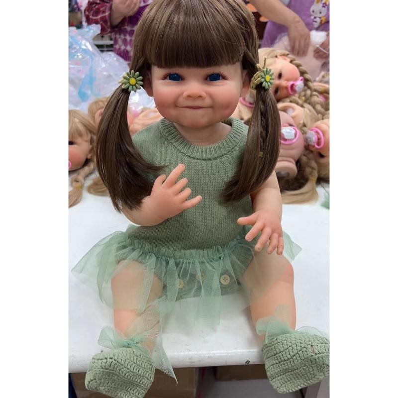 21'' Reborns Doll Toddler Girl Doll Soft Vinyl Life Like Doll Realistic Doll Long Hair Children Sleeping Toy