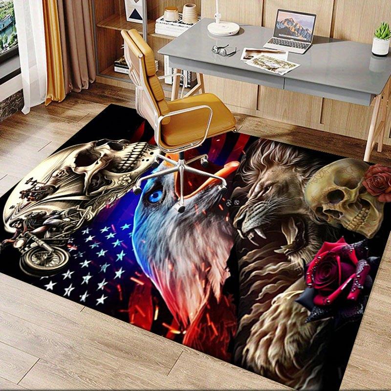 "American Spirit: Eagle, Lion, Motorcycle Biker Art Print"Office Mat Home Decor Office Desk Chair Carpet for Office Ph118