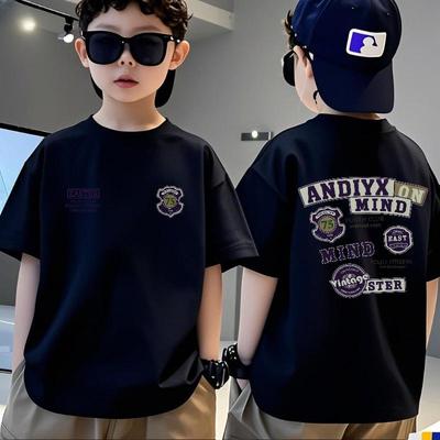 Boys' Trendy Short-Sleeve Cotton T-Shirt - Loose Fit, Summer Sport Style