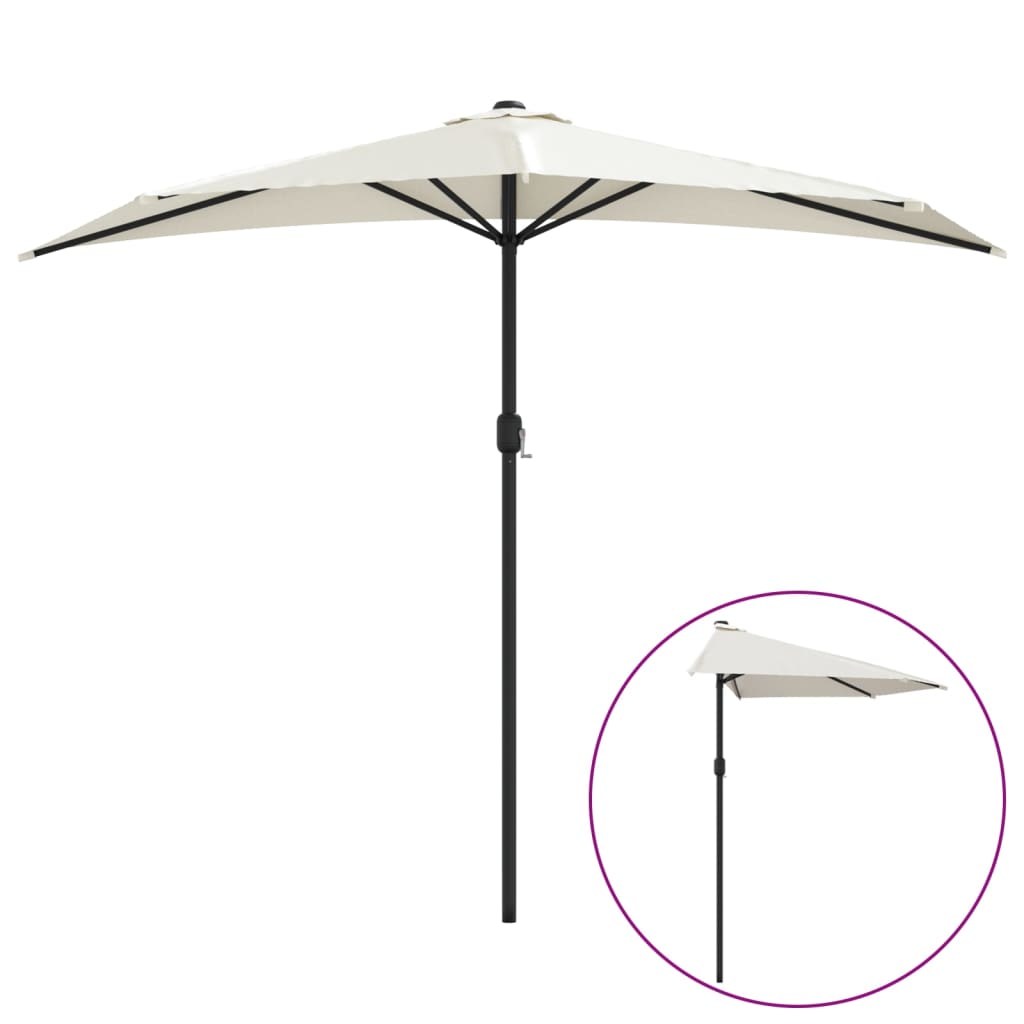Balkon-Sonnenschirm mit Aluminiumstange Sandfarben 270 x 144 cm Halbrund