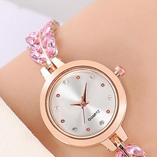 Femei stras brățară ceas reglabil Faux Pearl curea rotund cadran doamnelor casual rochie formală cuarț ceas de mână bijuterii accesoriu de modă