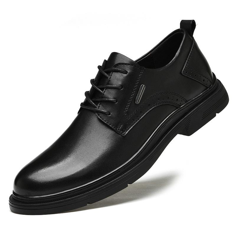 Men s Trendy Black Embossed Cowhide Leather Shoes – Business Casual British & Korean Style 36 чёрный