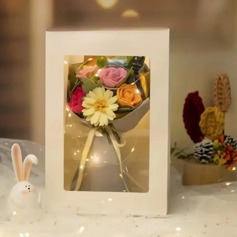 Mischfarbene Rindsleder-Papierbox Kuchenverpackung Romantische Hochzeit Transparentes Fenster Geschenkbox Schokoladen-Keksverpackung