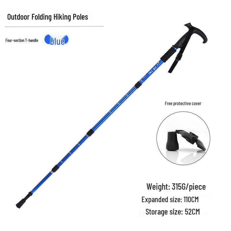 Aluminum Alloy Telescopic Hiking & Trekking Poles with Straight, T-Handle, Curved Handles for Skiing, Climbing, and Elderly Use