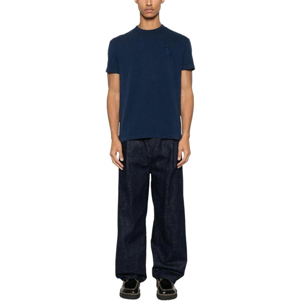 Polo Ralph Lauren FW24 Brand Logo Crew Neck Short Sleeve T-Shirt Men T-Shirts Navy-Blue 710936509-004