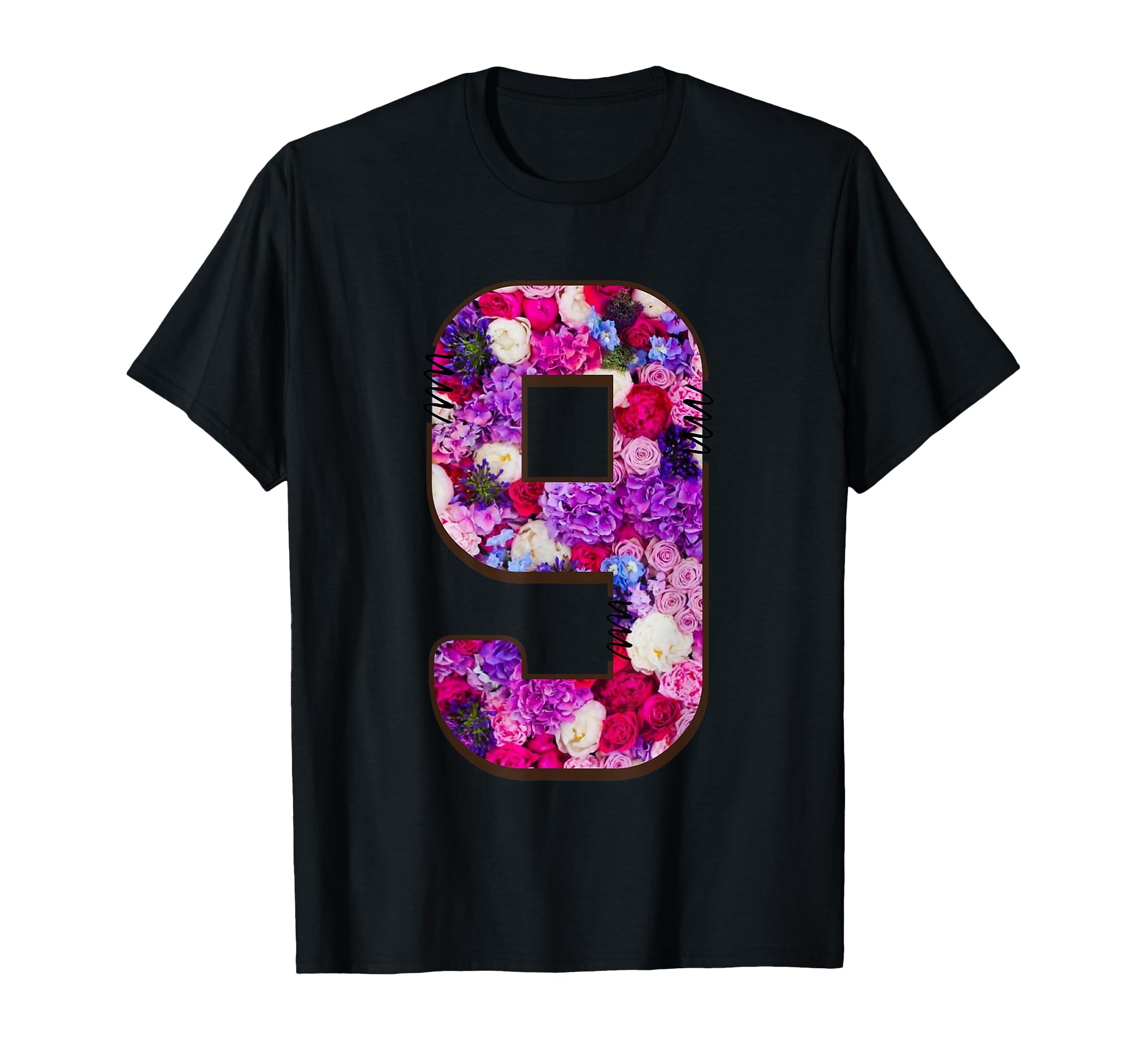 

Floral Number Nine Vibrant Flower Art T-Shirt