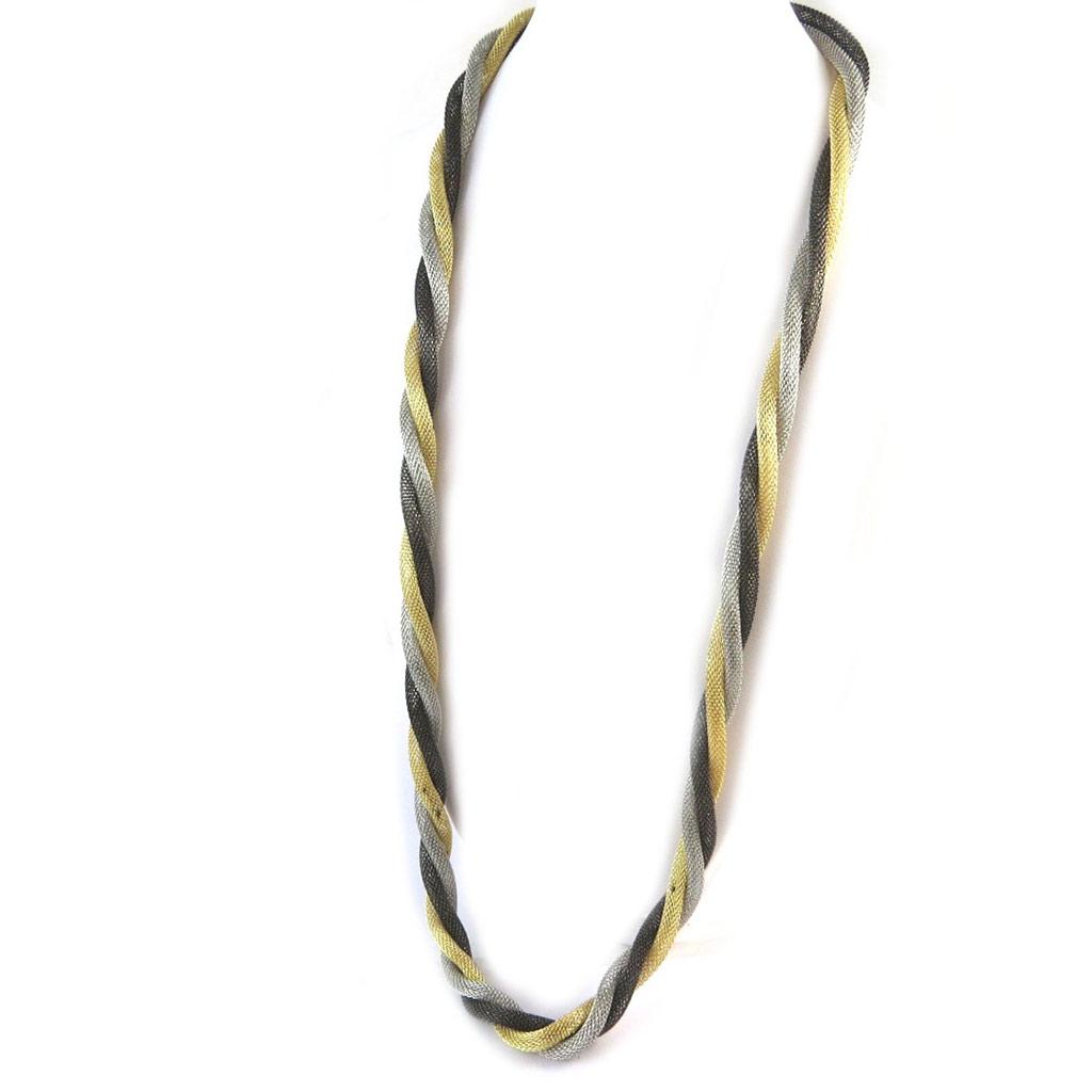 Les Trésors De Lily [N8148] - Long Necklace 'Kilimanjaro' Gold Silver Black