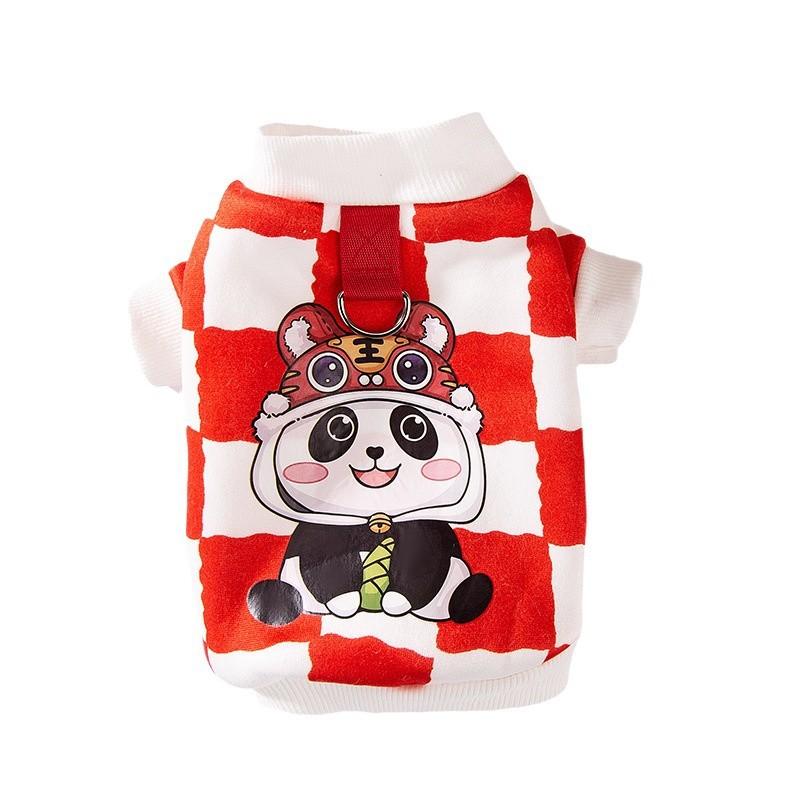 New Year's Thin Velvet Cat Dog Bimono Festive New Year's Clothing than Bear Small and Medium Dogs Pet Clothes