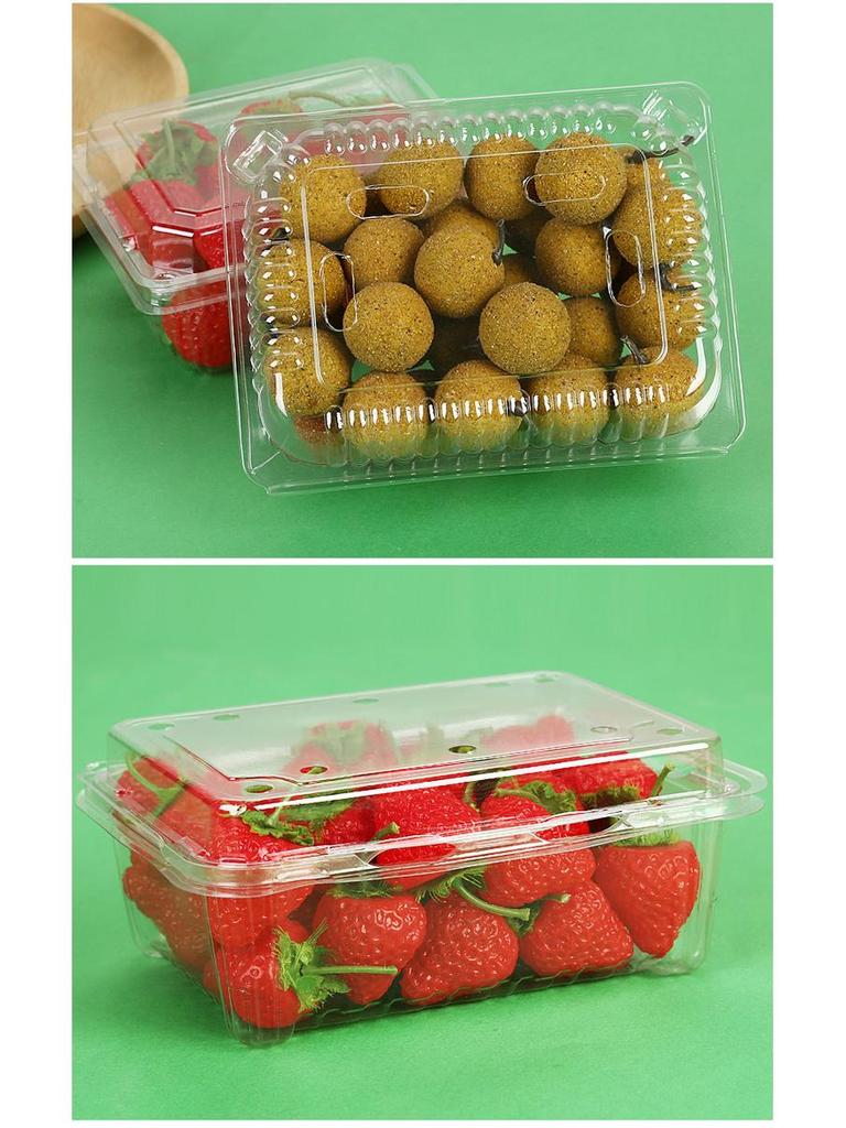 Clear Plastic Fruit & Veggie Box with Lid - Disposable and Thickened for Fresh Storage