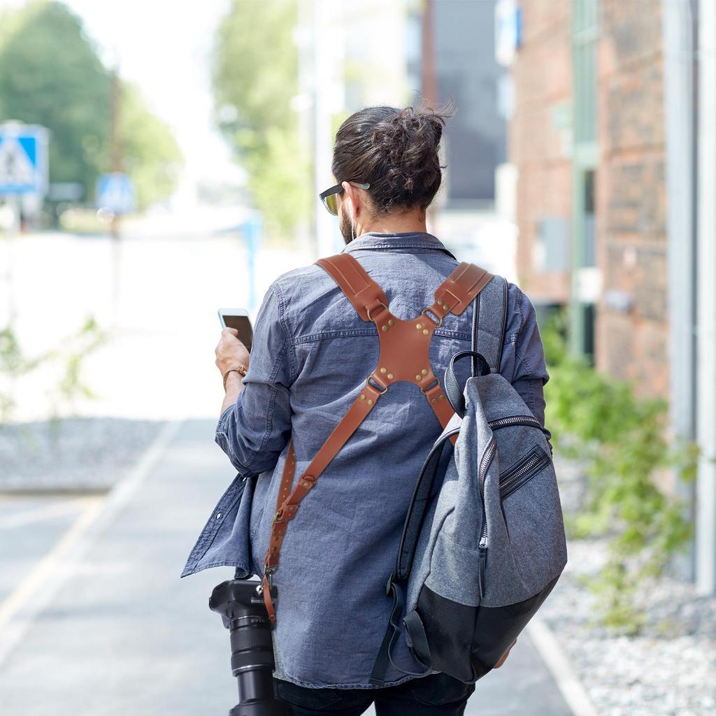 New Cowhide Double Shoulder Strap for SLR Cameras: Photography & Digital Accessories