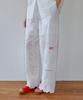 RONRON Cotton Eyelet Scallop Pendant Drop Banding Pants White