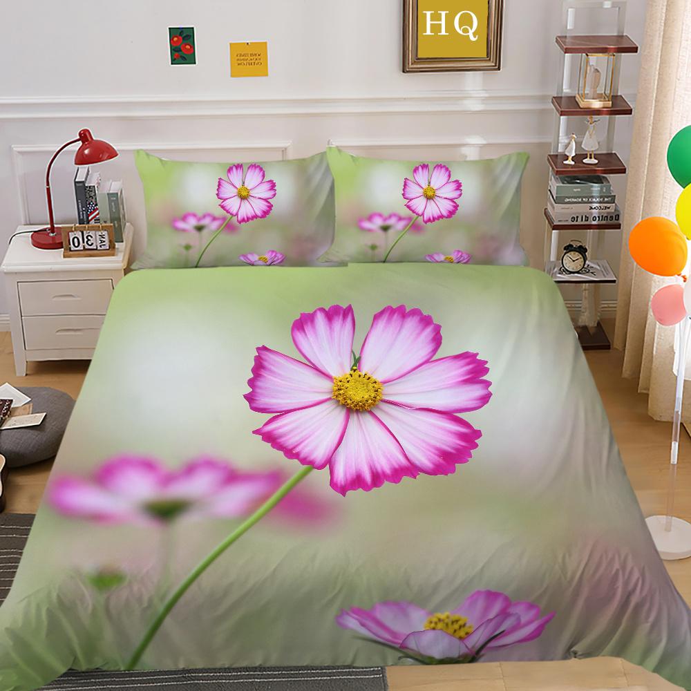 Flowers Printed Bed Clothes Double Size Polyester Bedspreads Gir Fashion High Ranking Home Bedclothes
