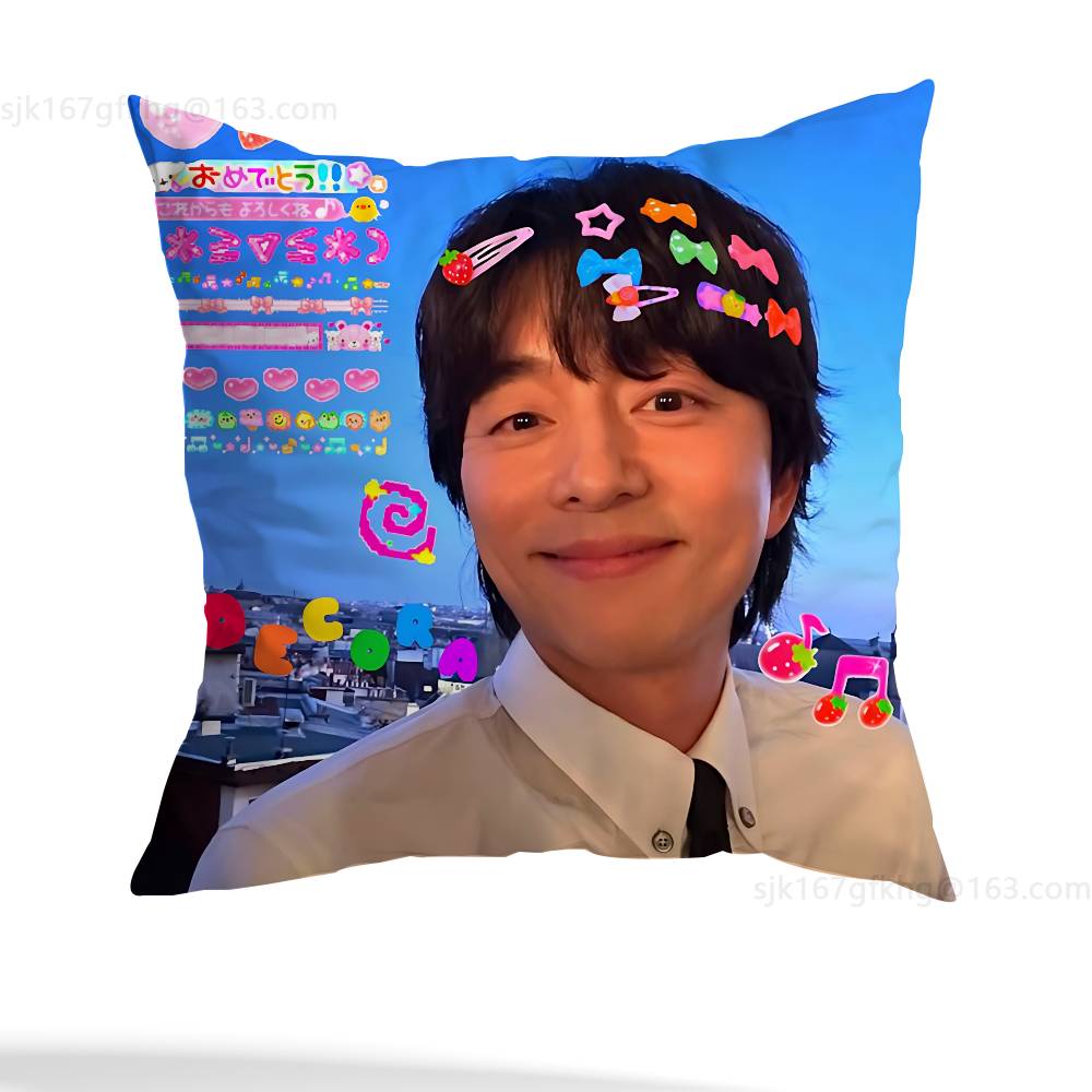Customize G-Gong Yoo Pillow Case Anti-dustmite Pillowcase Invisible zipper silky short plush Sofa cushion cover