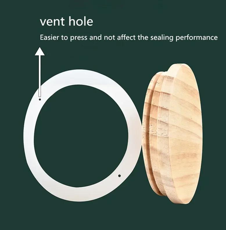 Reusable Bamboo Wood Lids Various Sizes Mason Jar Caps Non Leakage Silicone Sealing Wooden Covers Canning Storage Supplies