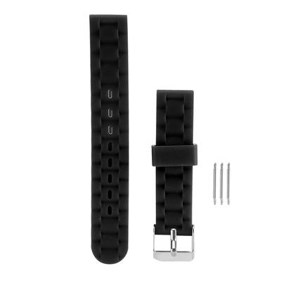 16mm Watch Band Silicone Pin Buckle Watch Strap Sports Wristwatch AccessoryBlack