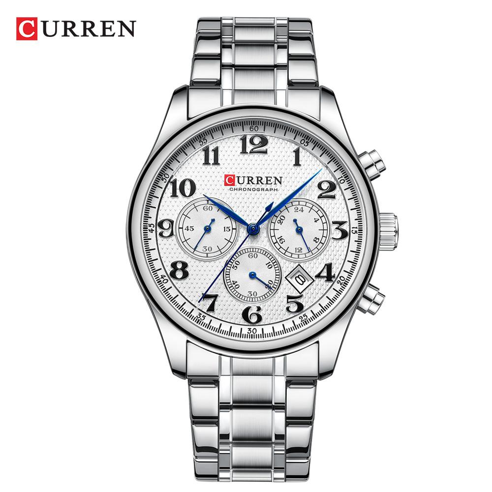 CURREN8466 Men's Watches Luxury Brand Quartz Wristwatch - Chronograph Round Dial with AutoDate, Waterproof