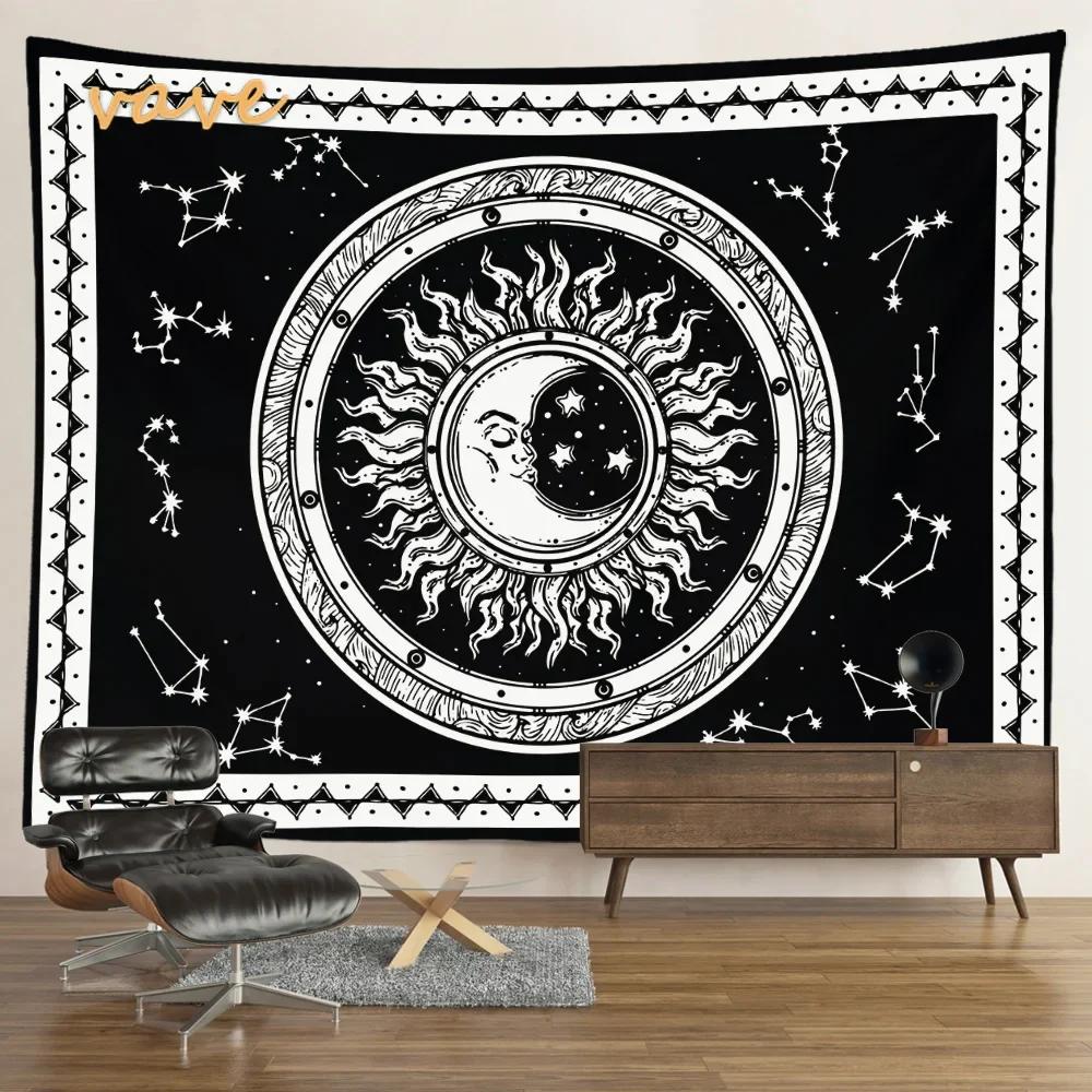 VIKAMA Mysterious Tarot Tapestry Sun Moon Mandala Wall Hanging for Meditation Witchcraft Altar Bohemian Home Decoration